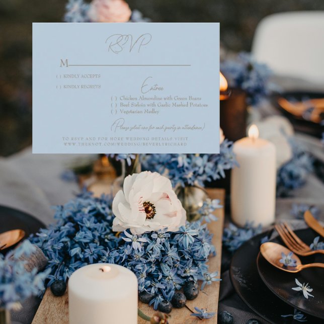 Carte RSVP de mariage Sky Blue Gold (Créateur téléchargé)