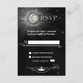 Carte RSVP de mariage soleil et lune