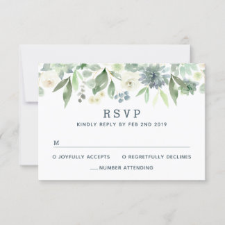 Carte RSVP de mariage Succulent à la florale aquar