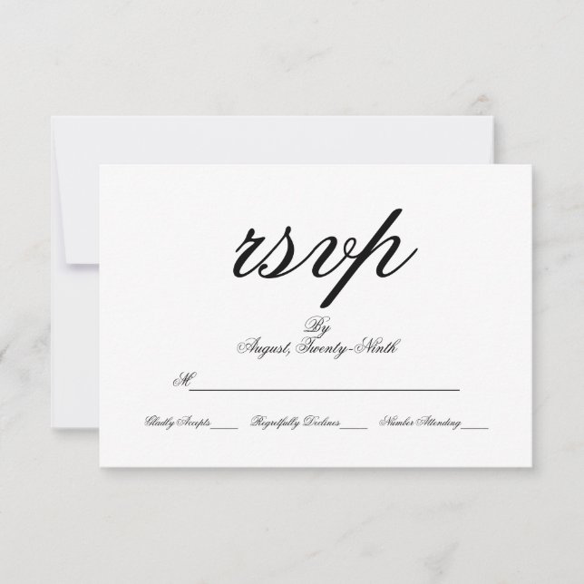 Carte RSVP de mariage Toile & Calligraphie (Devant)
