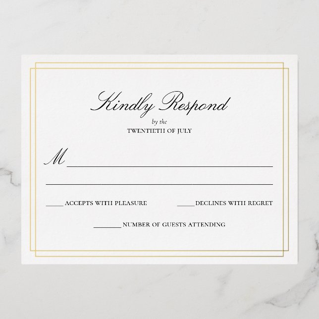 Carte RSVP de mariage traditionnelle (Recto)