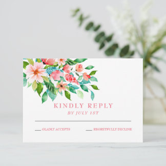 Carte RSVP de mariage tropical