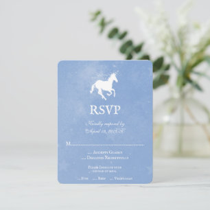 Carte RSVP de mariage Unicorne bleu