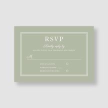Carte RSVP de Mariage Vert Elégant Moderne