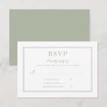 Carte RSVP de mariage vert moderne élégant Sage Sc