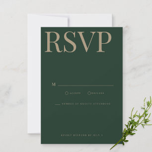 Carte RSVP de mariage vert moderne et élégant