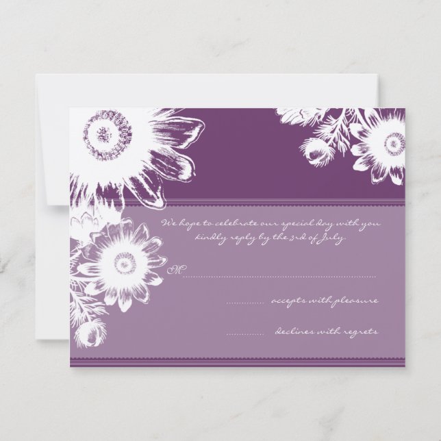 Carte RSVP de mariage Vintage blanc (Dos)