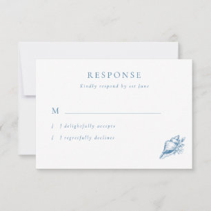 Carte RSVP de mariage vintage bleu coquillage