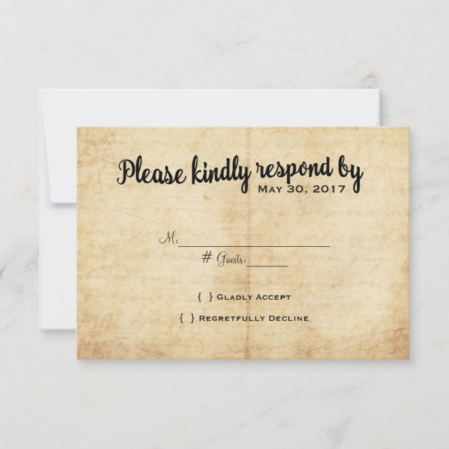 Carte RSVP de mariage Vintage rustique (Devant)