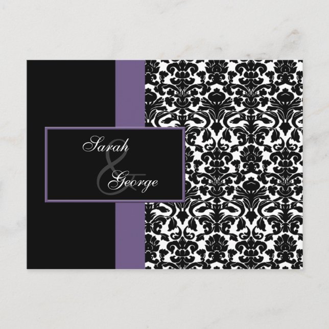 carte rsvp de mariage violet (Devant)
