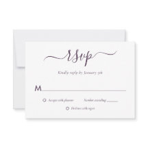 Carte RSVP de mariage violet moderne