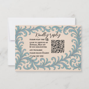 Carte RSVP de mariage Vow QR Code Iridescente