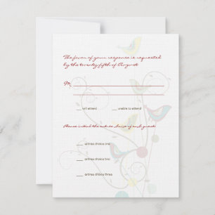 Carte RSVP de mariage Whimsical Summer Birds & Swi