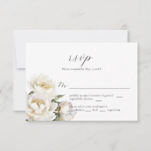 Carte RSVP de mariage White Peony