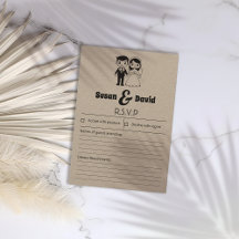 Carte RSVP de mariée et de mariée mignonne
