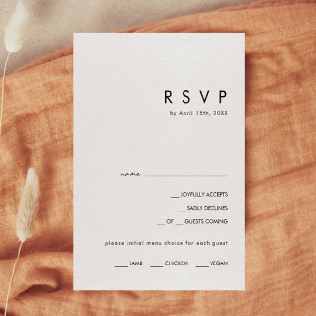 Carte RSVP de menu minimaliste moderne (Créateur téléchargé)