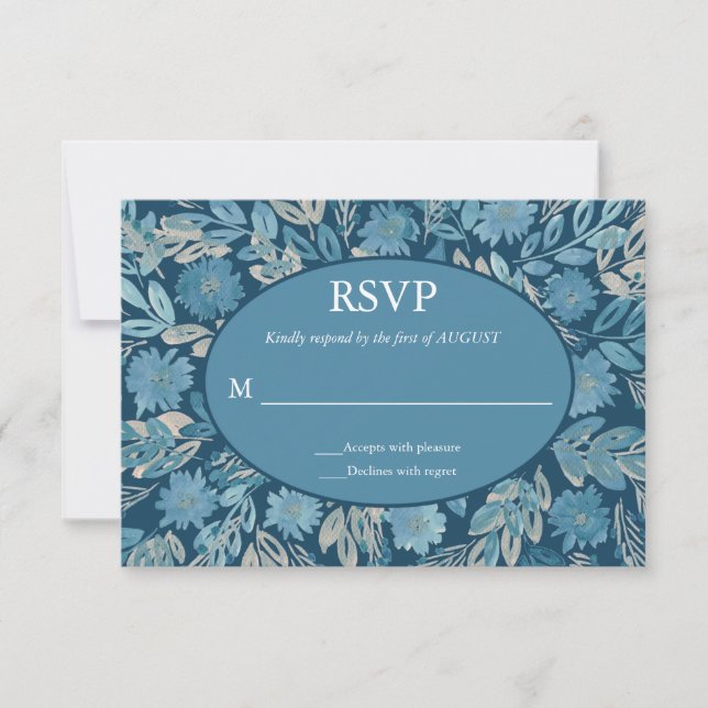 Carte RSVP de peinture d'aquarelle florissante (Devant)
