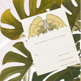 Carte RSVP de réponse aux papillons Art Déco Nouve