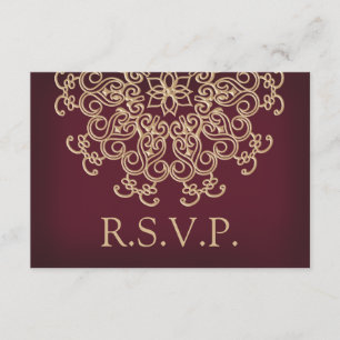 CARTE RSVP DE RÉPONSE DES INDIENS MARROON ET OR