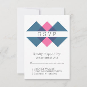 Carte RSVP de triage géométrique rose bleu