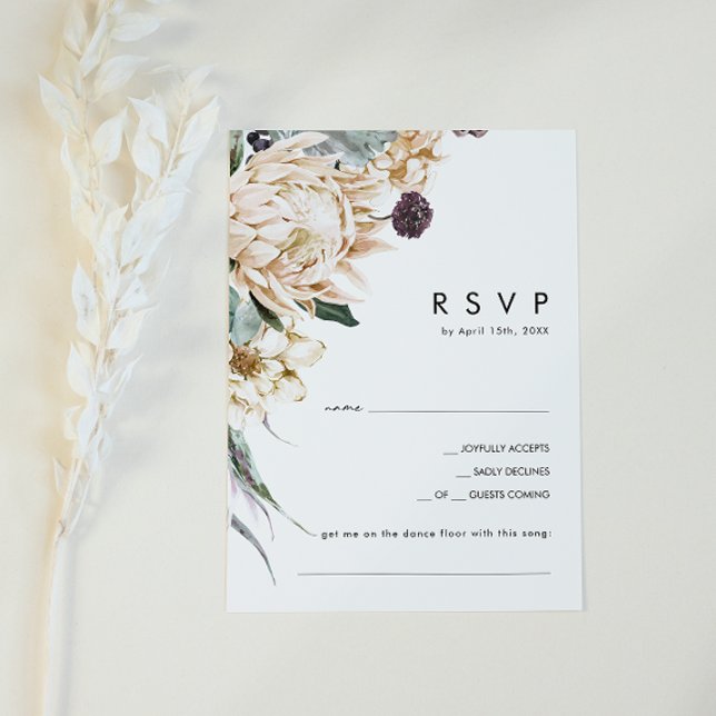 Carte RSVP Demande de Chanson Florale Blanche (Créateur téléchargé)
