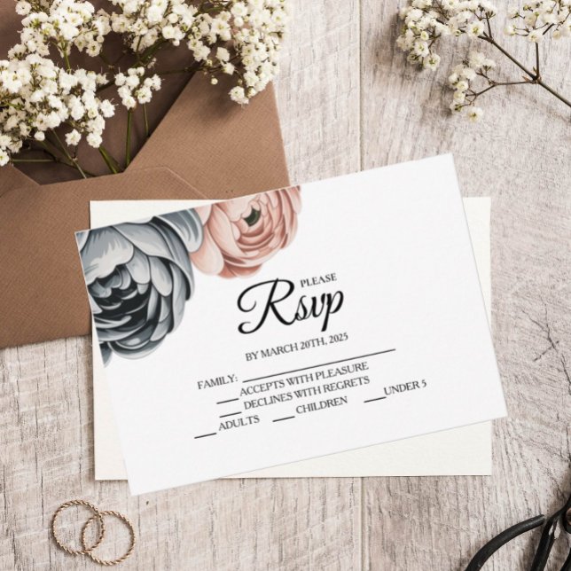 Carte RSVP Design Rose Dusty moderne (Créateur téléchargé)