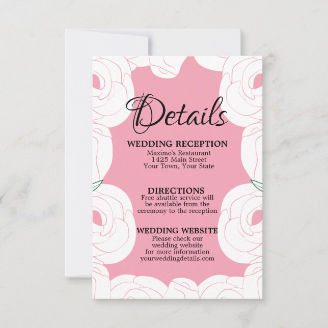 Carte Rsvp Design Rose et Blanc Rose (Devant)
