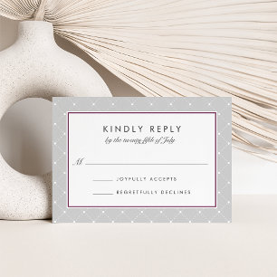 Carte RSVP Diamant Dot Plum et gris