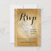 Carte Rsvp d'or avec dentelle