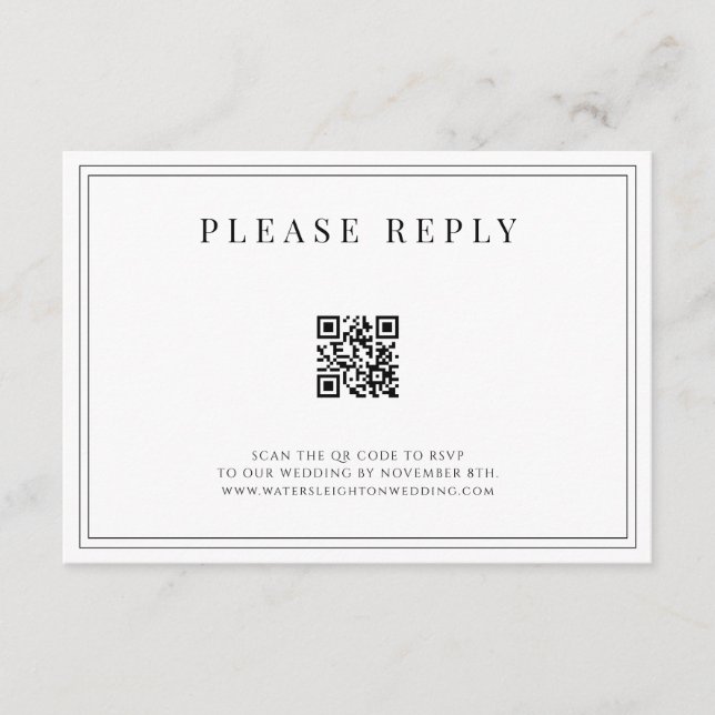 Carte RSVP du code QR du Mariage officiel (Devant)