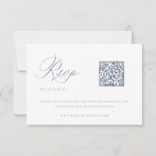 Carte RSVP Dusty Blue Mariage QR Code