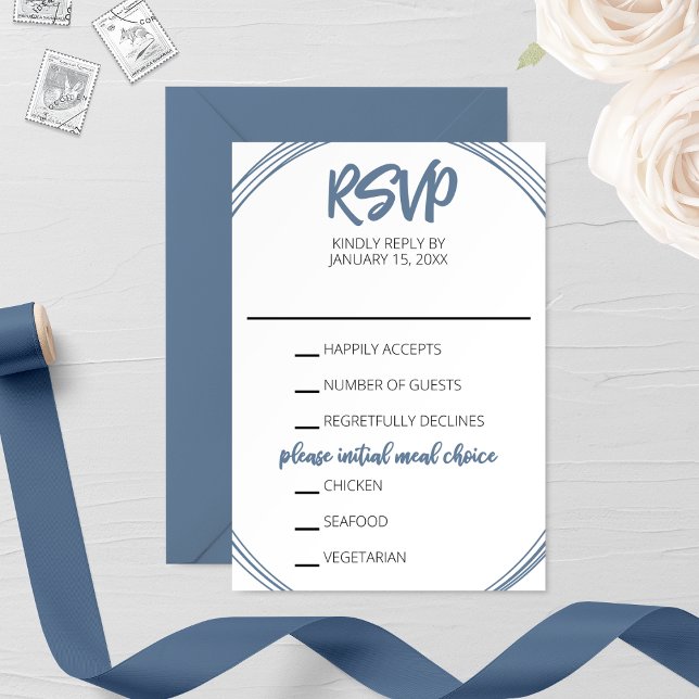 Carte RSVP Dusty Blue Oval Wedding (Créateur téléchargé)