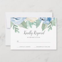 Carte RSVP Dusty Blue Watercolor Floral Wedal