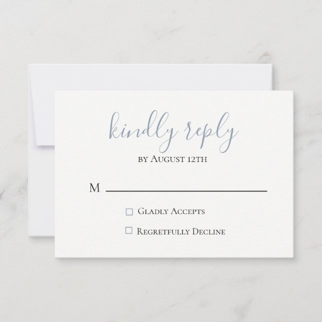 Carte RSVP Dusty Blue Wedding (Devant)