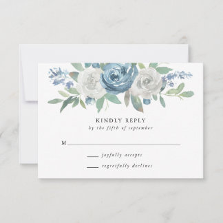Carte RSVP Dusty Blue & White Wedding