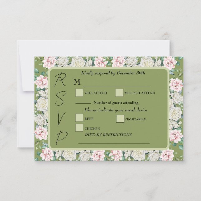 Carte RSVP Elegant Floral Embrace (Devant)