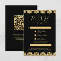 Carte RSVP Elegant Gold et Black Islamic QR Code R
