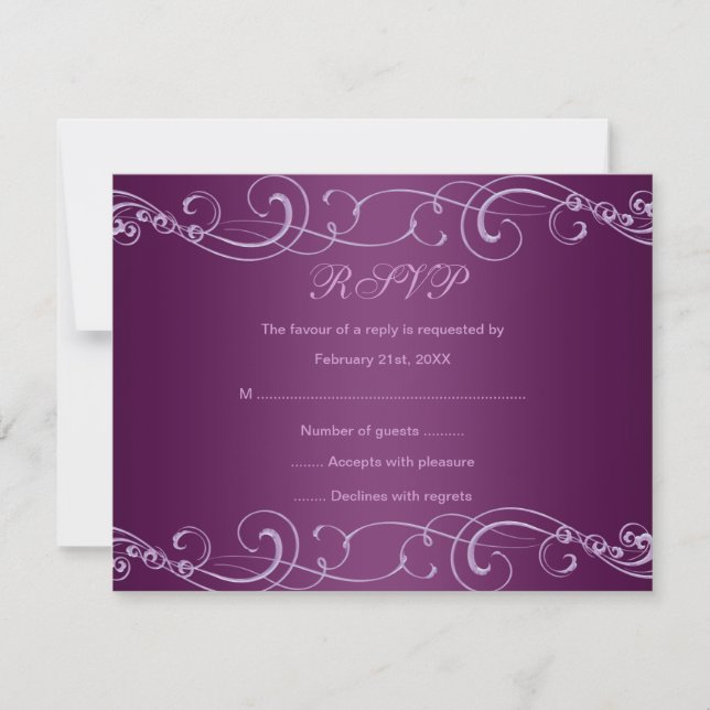 Carte RSVP Elegant Purple Swirl (Devant)