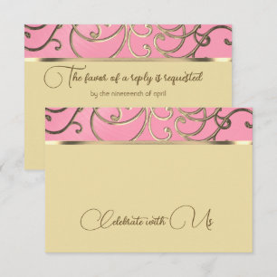 Carte RSVP élégante Filigree rose et or