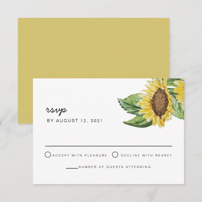 Carte RSVP EMMA Russe Country Sunflower Boho (Devant / Derrière)
