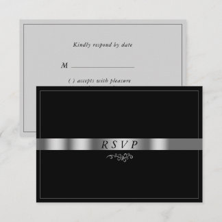 Carte RSVP en argent gris noir
