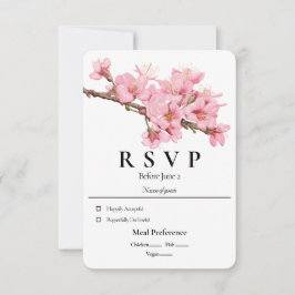 Carte RSVP en fleurs de cerisier printemps