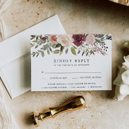 Carte RSVP en fleurs rustiques avec choix de repas