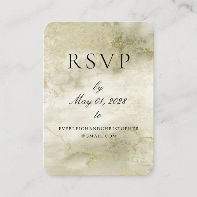 Carte RSVP en ligne Gold & Sage Watercolor (Devant)