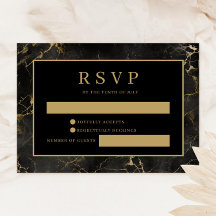 Carte RSVP en marbre noir