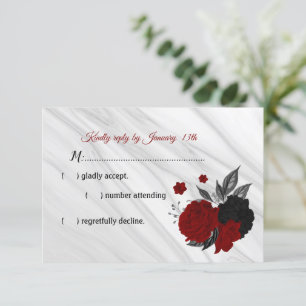 carte RSVP en marbre rouge et noir