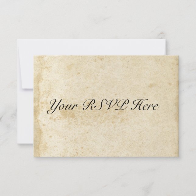 Carte RSVP en papier antiquité détendue (Devant)