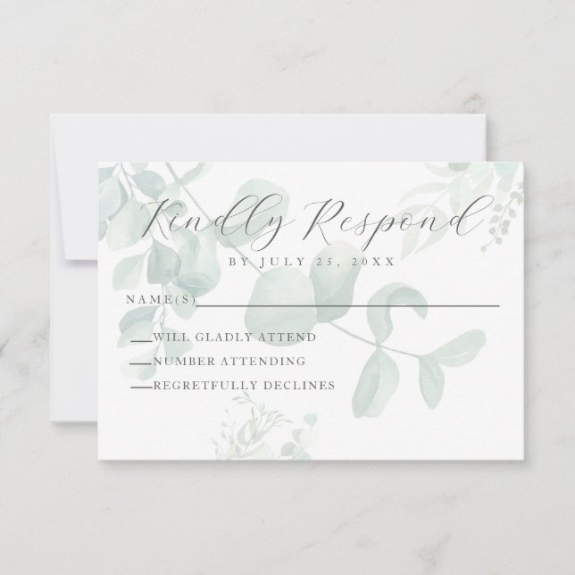 Carte RSVP Eucalyptus Greenery Wedding (Devant)