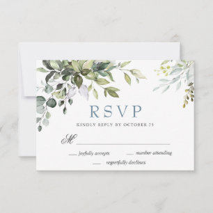Carte RSVP Eucalyptus Watercolor Greenery Wedding