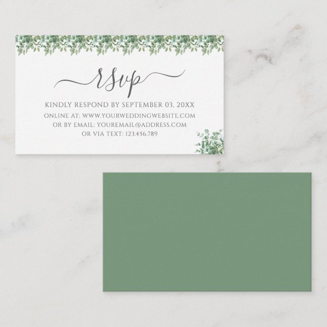 Carte RSVP Eucalyptus Wedding (Devant / Derrière)